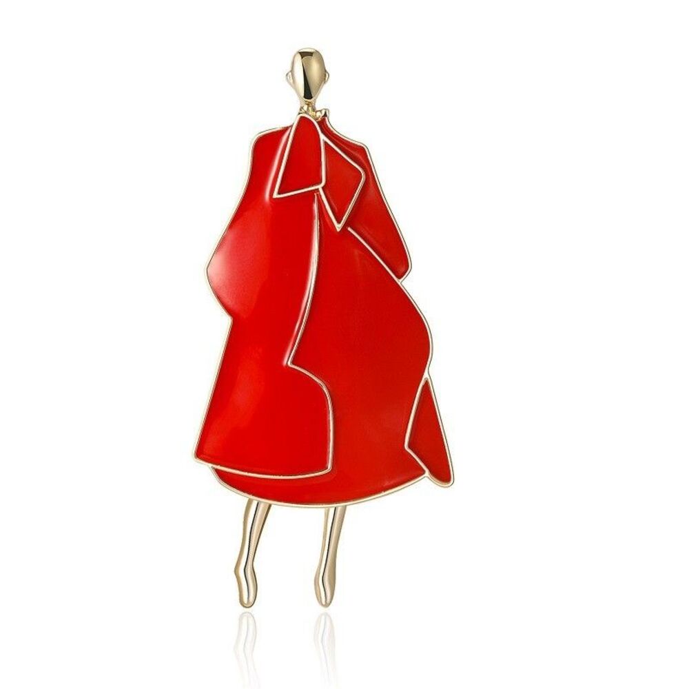 2PC Abstract Fashion Lady Enamel Brooch Set Red & Black Gold Tone Pin New - Picture 8 of 8